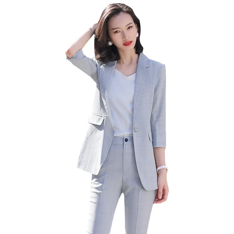 Women's two-piece suit lattice professional wear women's work clothes suit casual professional suit suit 2 piece set women
