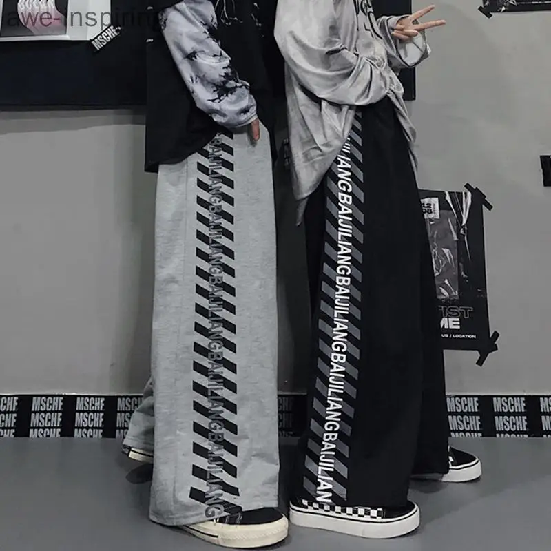 

Awe-inspiring Autumn Trend Ins Korean Version of Retro Slash Letter Sports Pants Loose Casual Trousers Men and Women Wild Pants