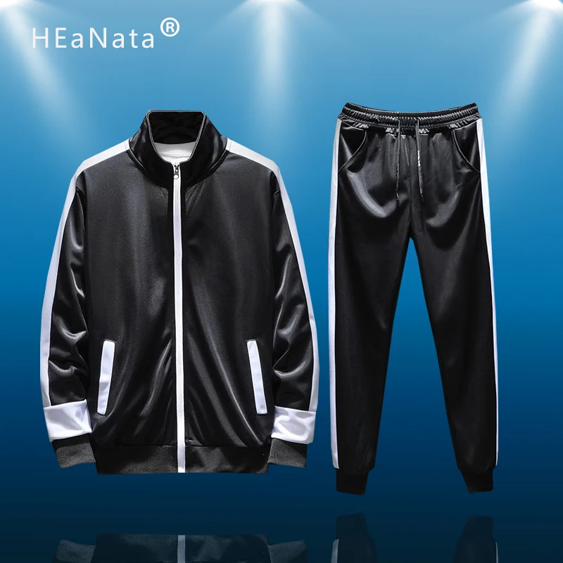 Мужская спортивная одежда спортивный комплект куртка на молнии толстовка + штаны