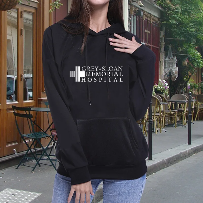 GREYS Anatomy толстовка с капюшоном для женщин осень зима толстовки женские с длинным рукавом Повседневный пуловер Harajuku