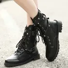 Модные черные ботинки; Женская обувь из мягкой кожи на платформе со шнуровкой на каблуке; Женские ботильоны для вечеринки на высоком каблуке в стиле панк