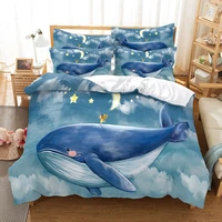 cartoon whale bedding duvet cover set 3d digital printing bed linen fashion design comforter cover dolphin bedding sets bed set
