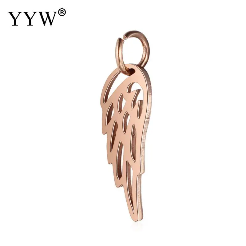 Fashion Unisex Stainless Steel Pendants Hollow Wing Gold Silver Rose 10pcs/Lot Pendentif For Jewelry Making Wholesale | Украшения и