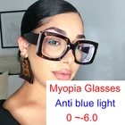 Очки женские в винтажном стиле для близорукости, квадратные, негабаритные, с блокировкой синего светильник по рецепту, прозрачные, компьютерные