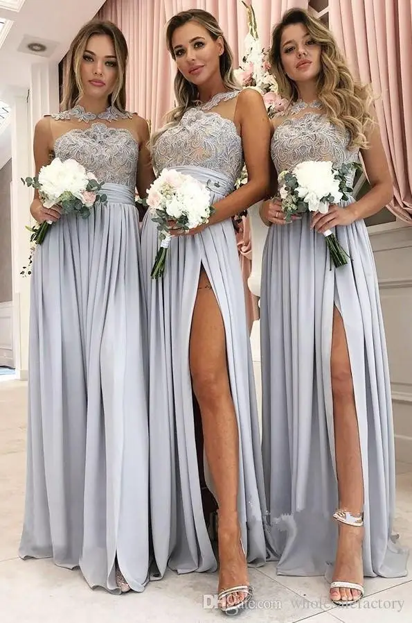 Шифоновое летнее пляжное платье для гостей свадьбы CloverBridal 2021 с высоким разрезом