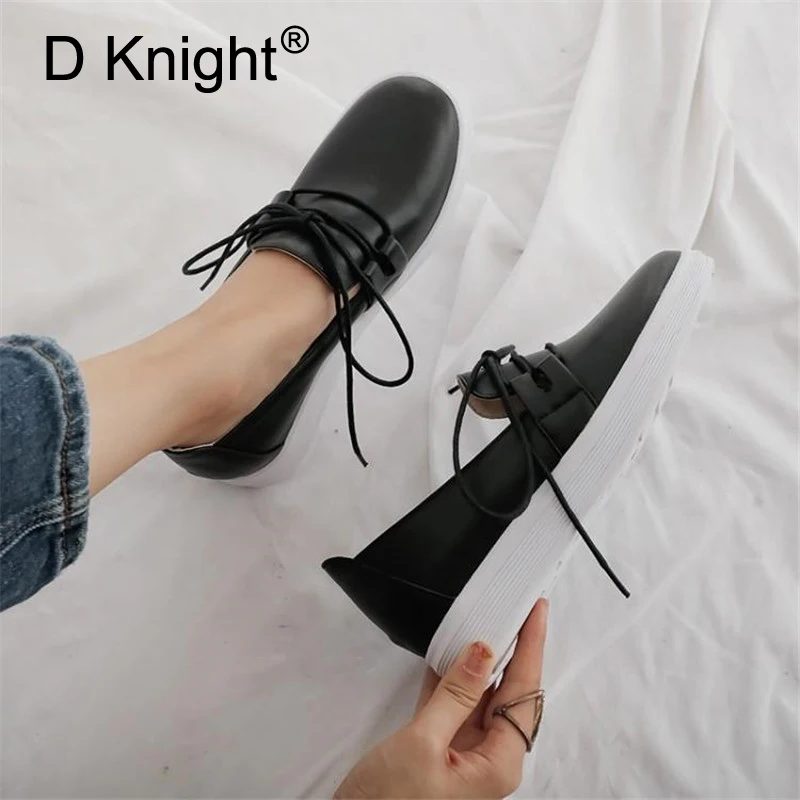 Весна Осень 2020 новая женская обувь на плоской подошве лоферы шнуровке