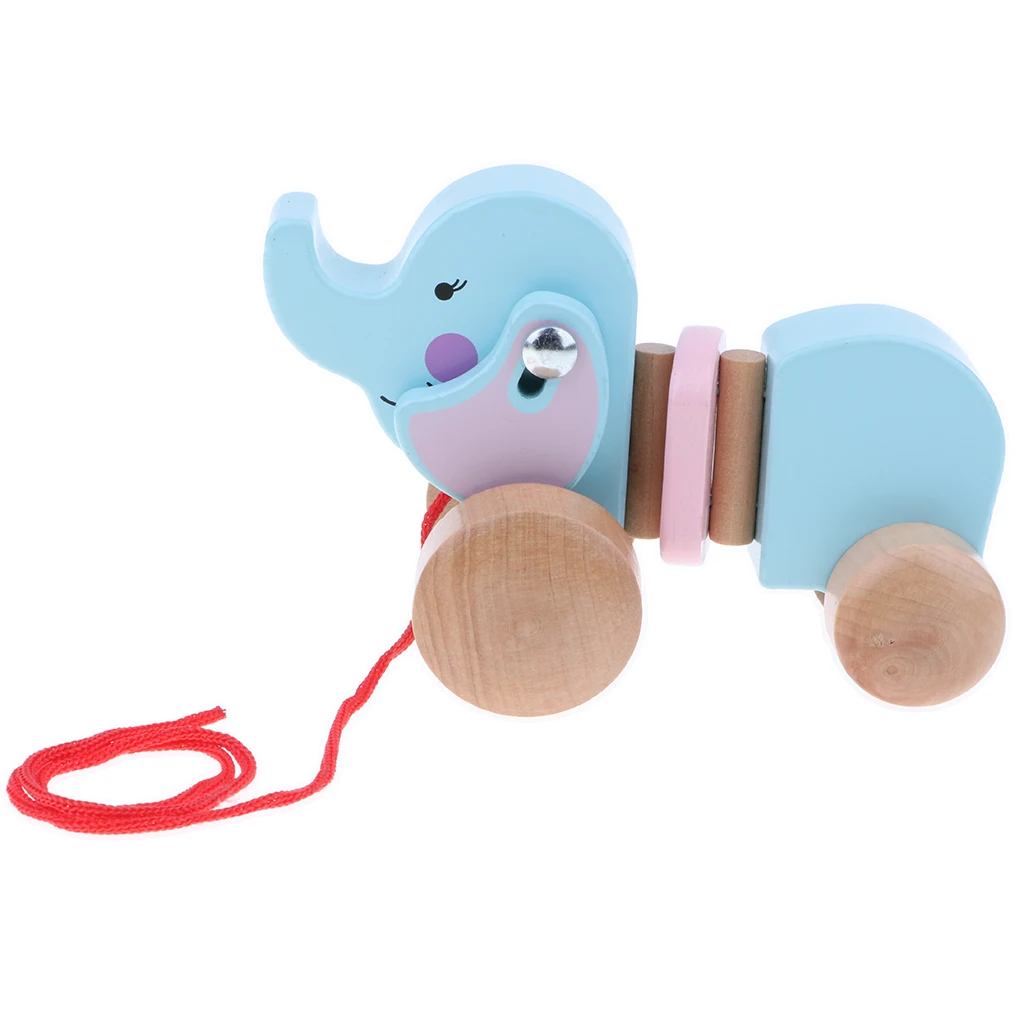

Wooden Pull Along Elephant Baby Toddler Learning Walking Toy Educational Toy