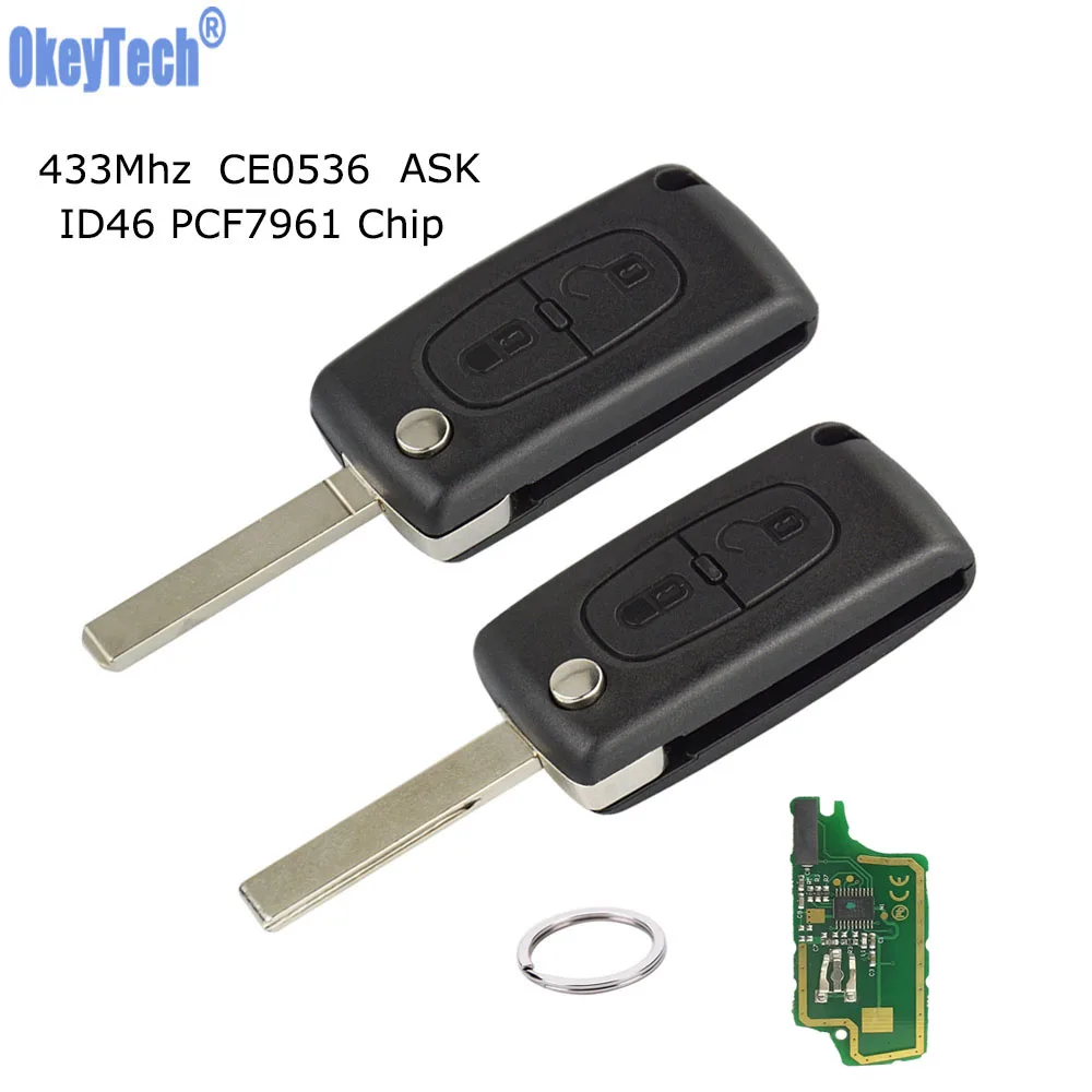 Дистанционный ключ OkeyTech для Citroen C4 C3 C5 Berlingo Picasso Peugeot Partner 307 407 HU83 VA2 лезвие и кольцо