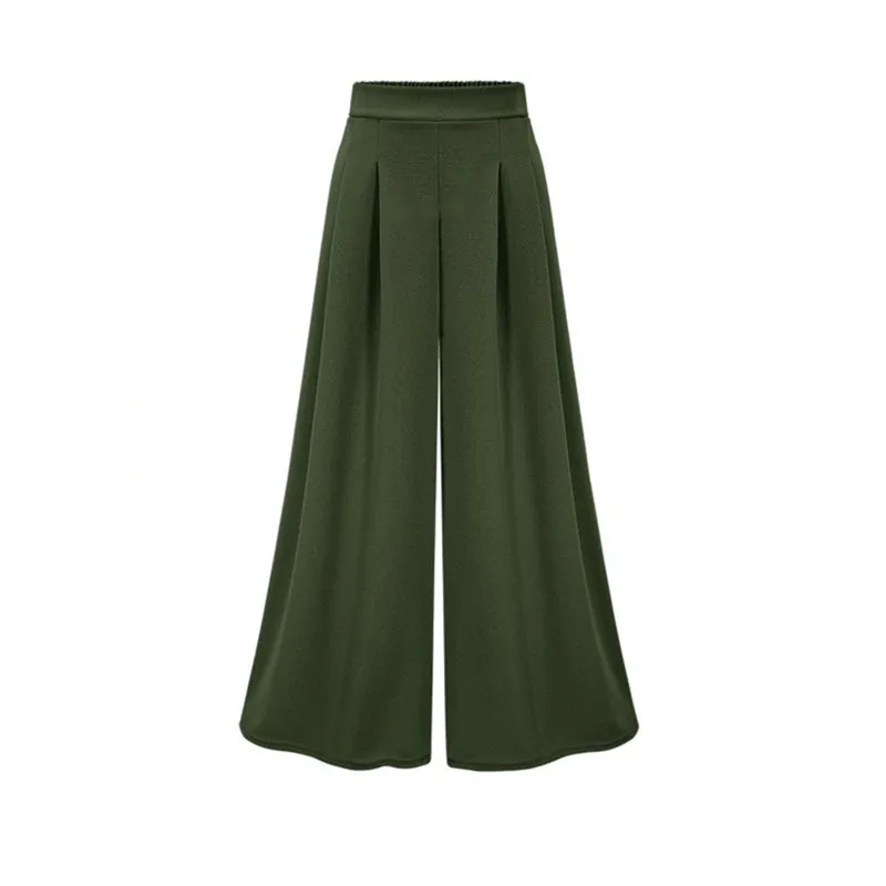 Женские длинные брюки с высокой эластичной резинкой на талии свободные в