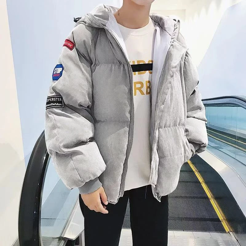 Мужская стеганая куртка на молнии Повседневная Свободная с капюшоном и длинным