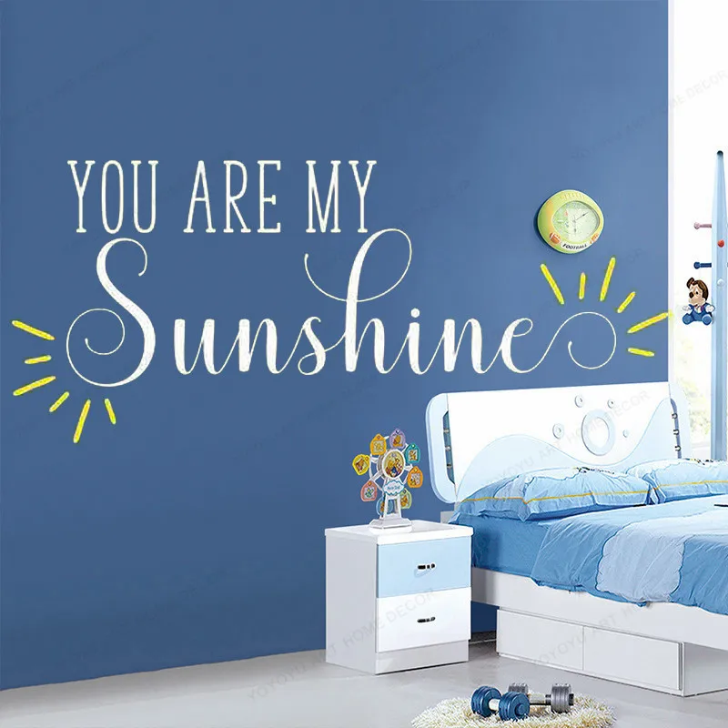 

You Are My Sunshine quote Wall Decal kids room Vinyl Wall sticker Bedroom Wall art mural HJ968