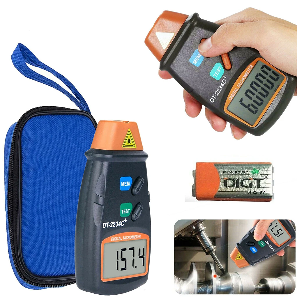 

Digital Tachometer Motor Speed RPM Gauge Meter Non-contact Tach Tools LCD Display Tach Meter Handheld Measuring Device