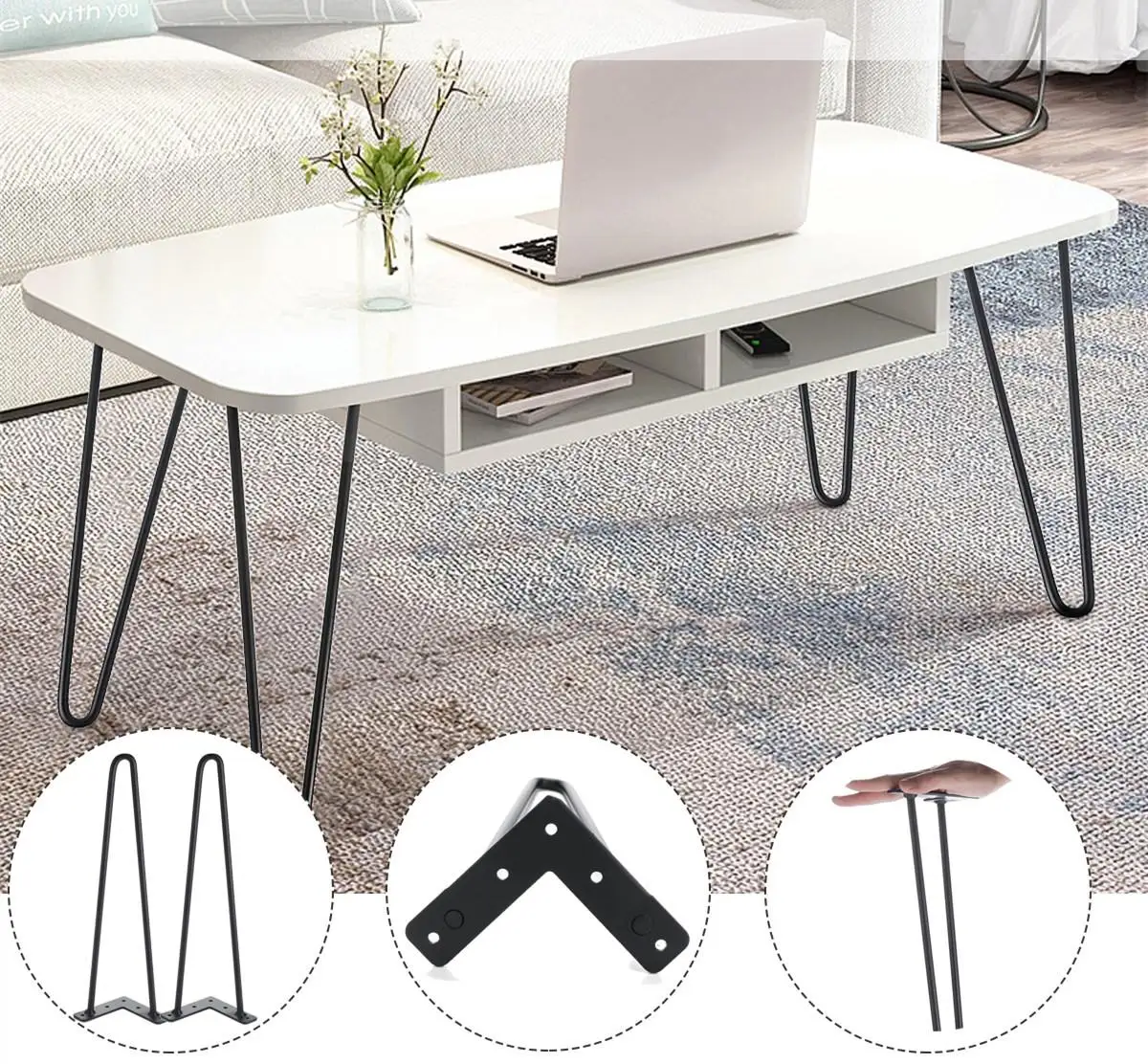 

4pcs Metal Table Desk Legs Furniture Legs 41cm Anti-Slip Hairpin Legs for Sofa Cabinet Bed Table Leg Home furniture accessories