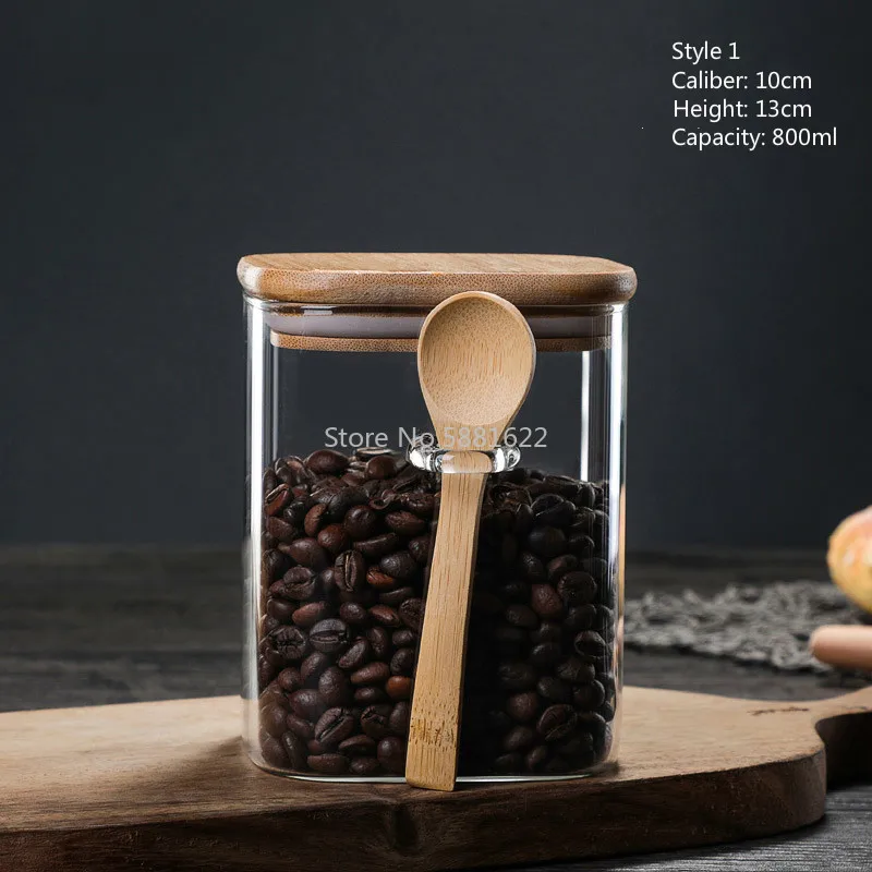 3 Ideas 800-1200ml with Spoon Sealed Jar Storage Tank Condiment Coffee Beans Kitchen Supplies Sugar Bottle Tea Box | Дом и сад