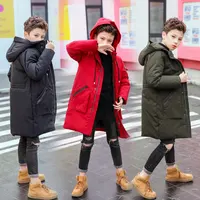 Детская хлопковая куртка средней длины, на возраст 5-14 лет