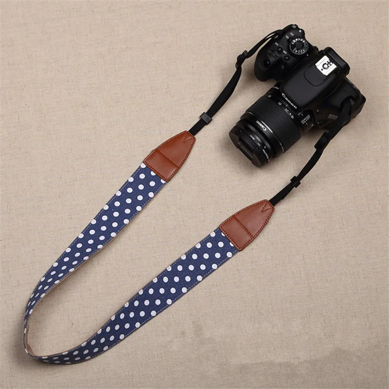 Синий винтажный наплечный Ретро ремень в горошек ремешок для камеры шейный фото