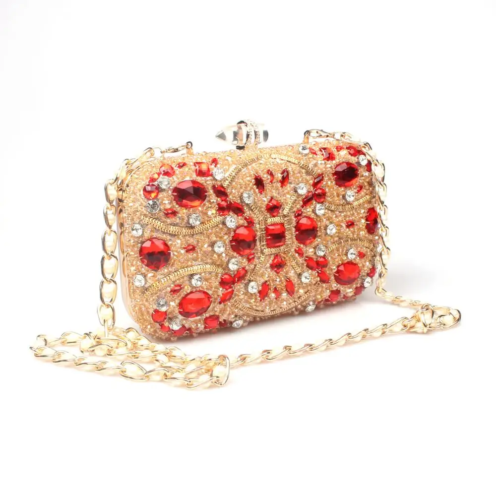 

XIYUAN Women Clutch Evening Bag Beaded Crystal Lady Wedding Purse Rhinestones Handbags red Evening Clutch Bags for Women wallet