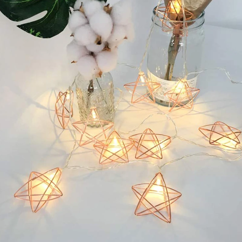 

LED String Lights Five-Pointed Star Shaped Geometric Fairy Lights Hanging Lamp Battery Powered for Outdoor Indoor Decor HUG