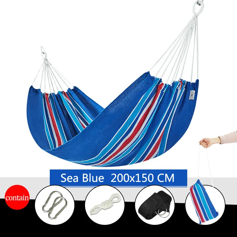 Повседневные холщовые гамаки на 2 человек подвесная койка в полоску для кемпинга