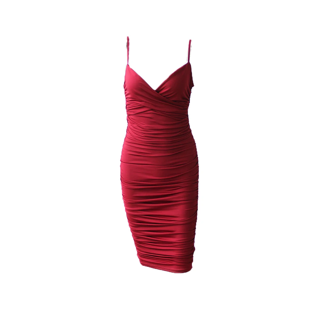 

Spaghetti Strap Woman Dresses For New Year Elegant Sexy Party Dresses Mid-calf Vintage Hollow Backless Christmas Club Holiday