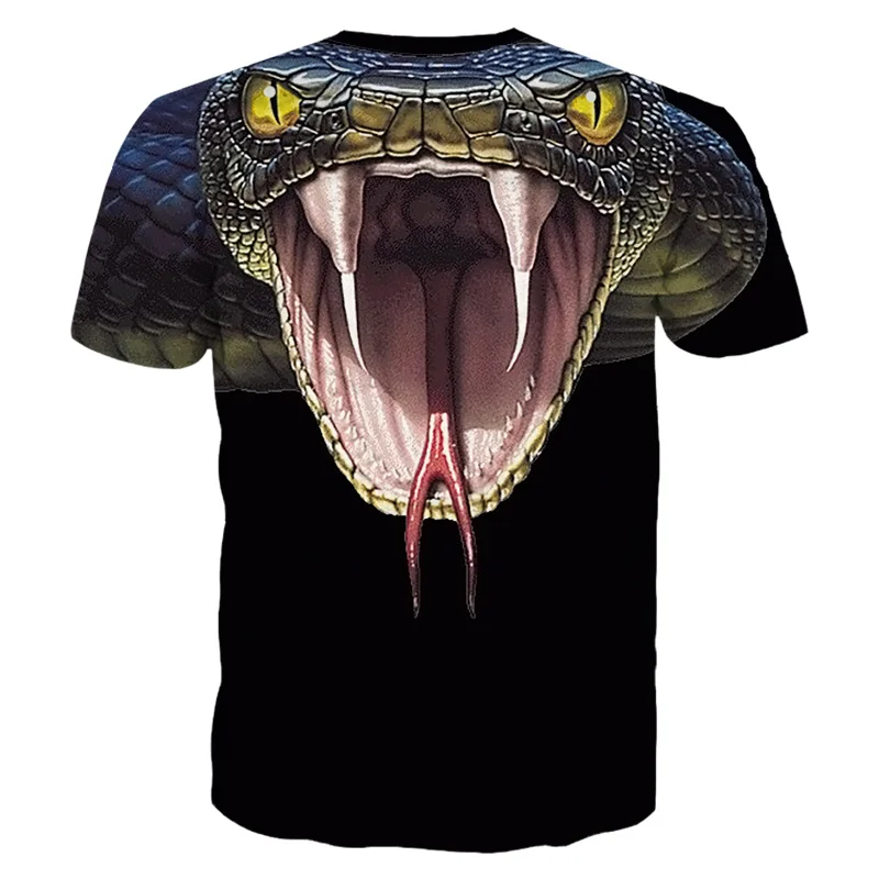

hot sale 3D t shirt animal Cobra Print Fashion Men's Black Short Sleeve T-Shirt PLUS Size tees t shirt