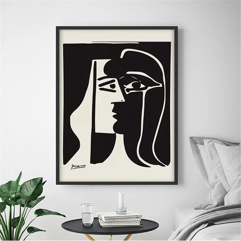 

Pablo Picasso Abstract Black and White Man Face Canvas Painting Poster and Prints Wall Art Picture For Bedroom Home Decoration