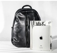 Casual designer genuine leather mens backpack fashion trend natural cowhide large capacity teens outdoor travel schoolbag