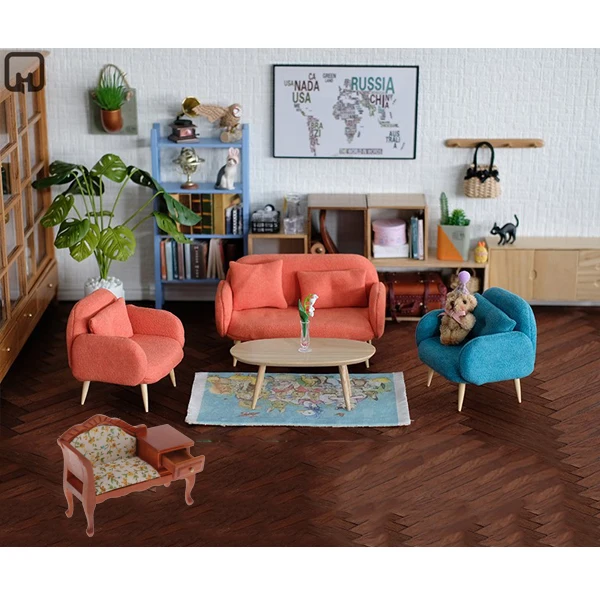 

Puppenhaus Miniatur Möbel 1/12 Holz Sofa Lounge Couch Settee Mit Schublade