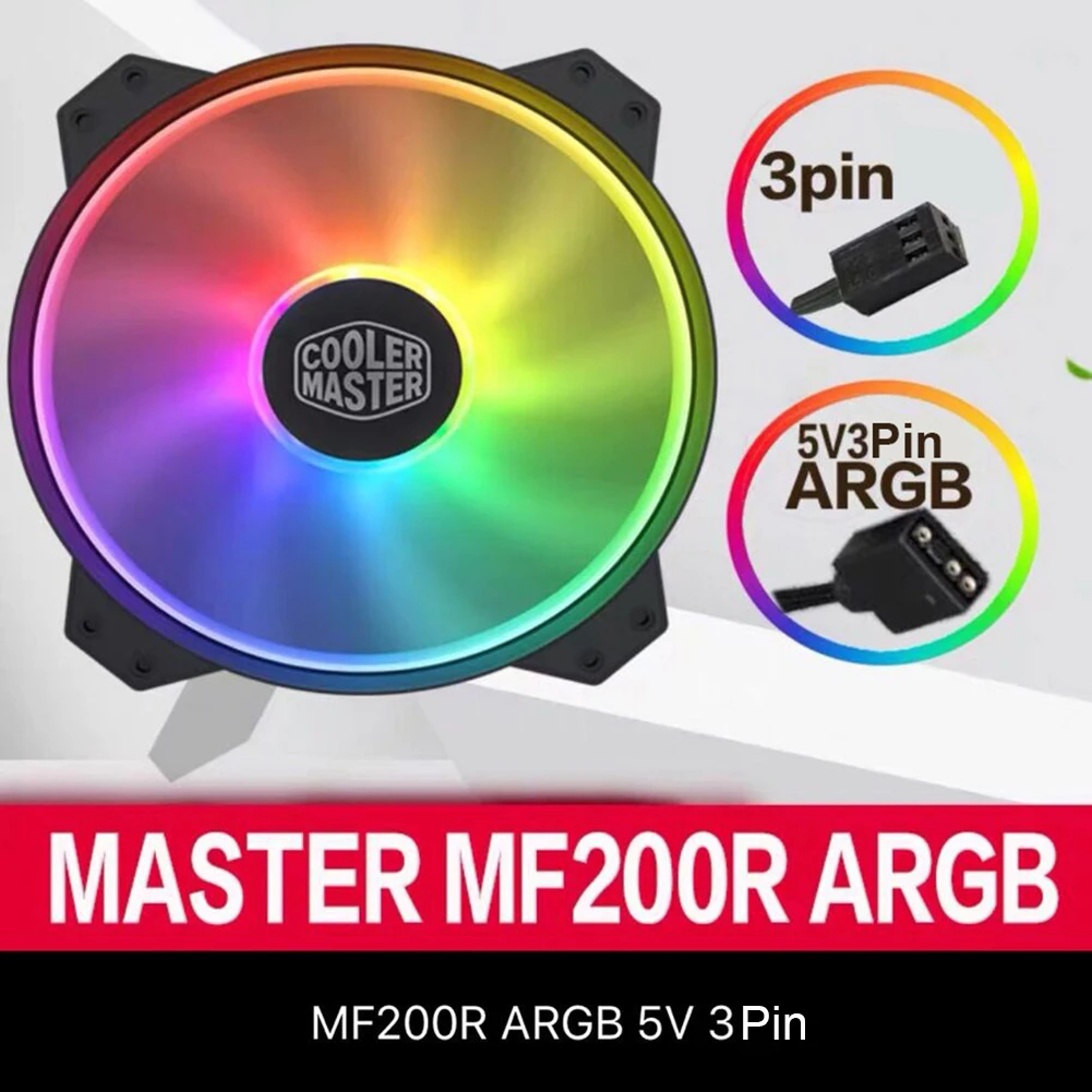 

MF200R 20 см DC 12V 3 Pin ARGB PC чехол кулер вентилятор 4Pin адресуемый RGB тихий вентилятор прозрачные лопасти вентиляторы кулер для компьютера