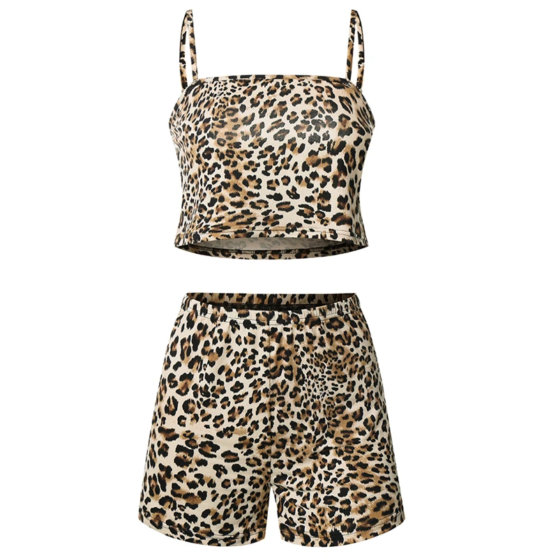 2020 Модные женские наряды Топ без рукавов + шорты летняя одежда для девушек с