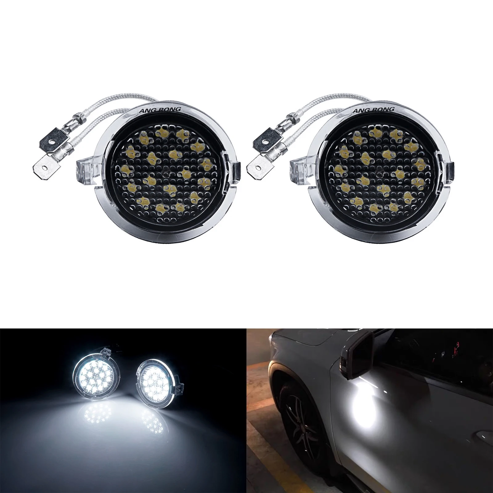 ANGRONG 2x LED Side Under Mirror Puddle Light For Ford Mondeo V Fusion Ranger Expedition