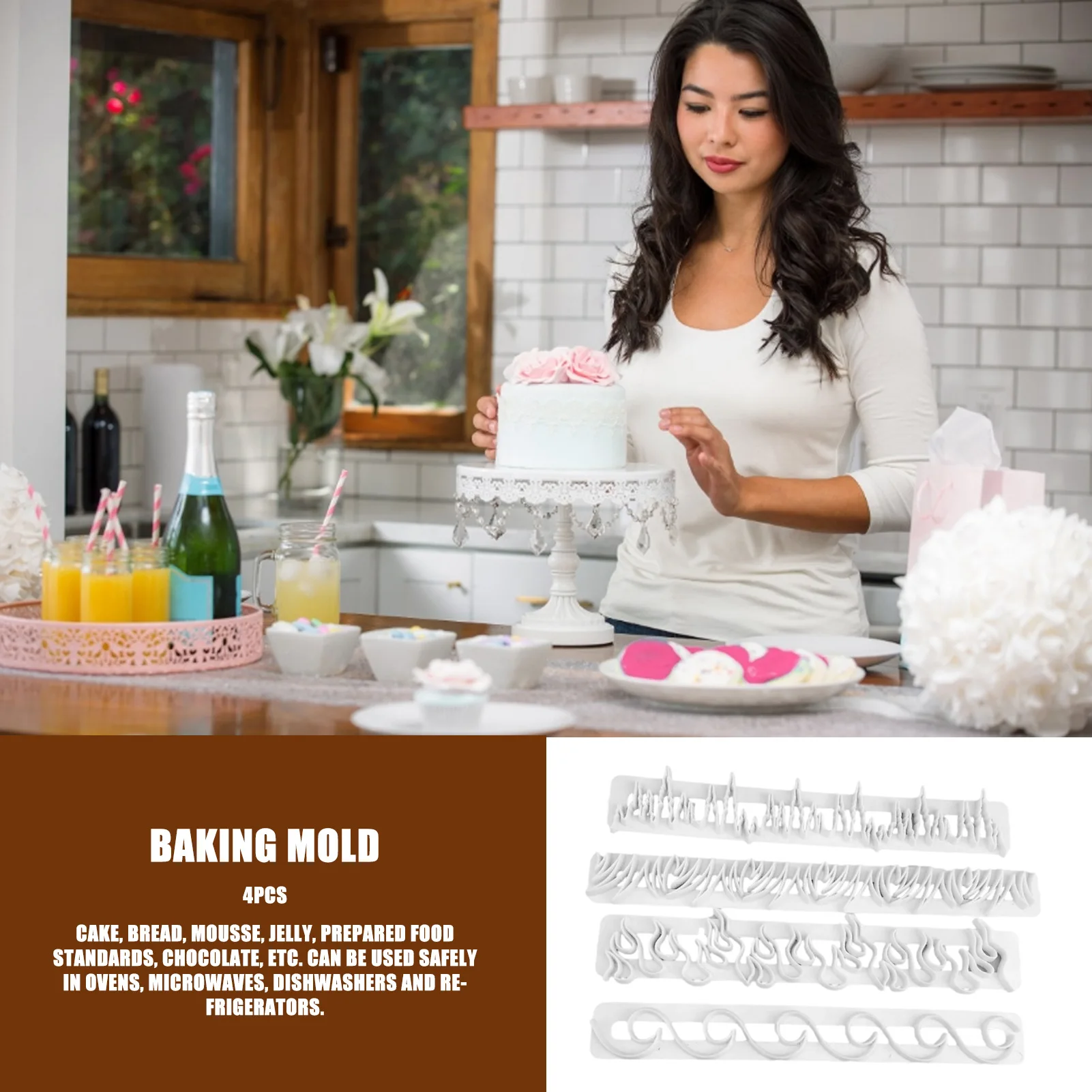 

New 4Pcs Cake Embossing Mold Cake Mold Biscuit Molds Cake Decoration Tools Baking Mould Kitchen Accessories For Coffee Home Hot