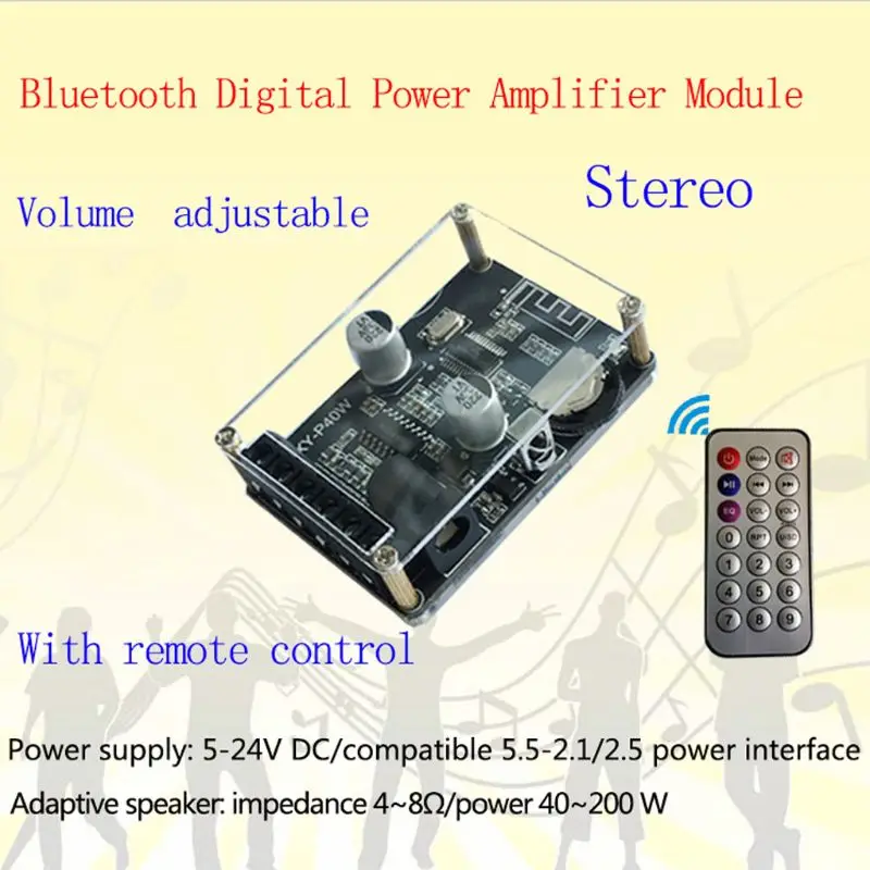 Плата цифрового усилителя XY-P40W Bluetooth 30/40 Вт 12/24 в  Автомобили и