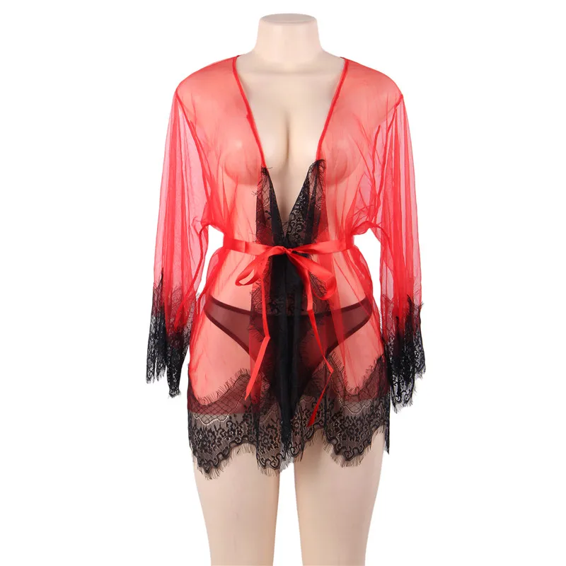 Пикантный халат Ohyeahlover нижнее белье с отделкой кружевное кимоно в стиле пэчворк