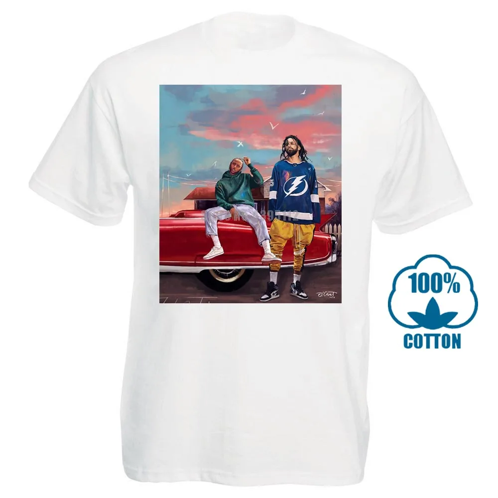 J Cole& Кендрик Ламар футболка Черная Хлопковая мужская S 6Xl поставщик США - Цвет: Белый