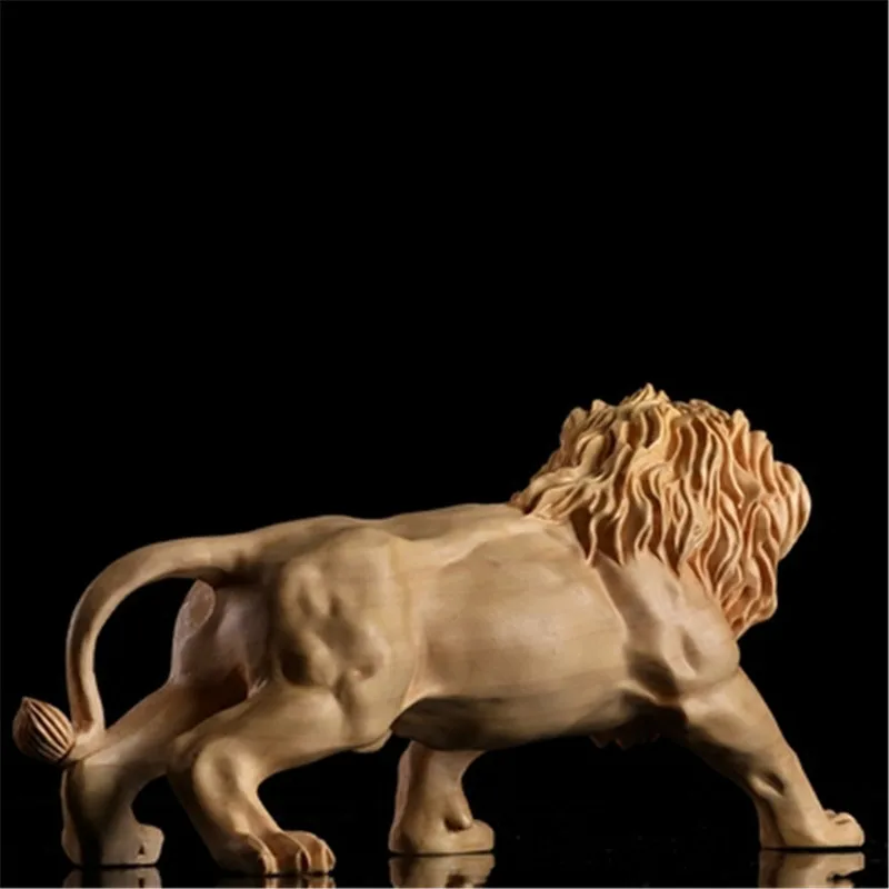 

Boxwood Carving Lion Decoration Small Sculpture Model Tea Pet Craft Gift Animal Wood Carving Home Office Decor X5869
