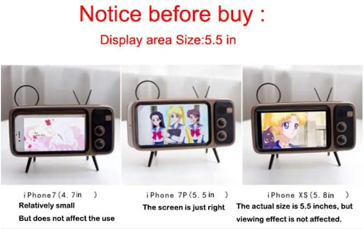 Portable Retro Mini Bluetooth Speaker TV Design Phone Holder BT with Screen Stand 3D Stereo Sound | Электроника