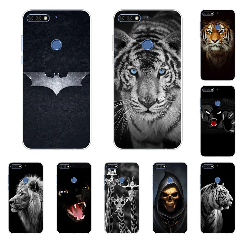 huawei honor 7C Case Silicon Fierce animals Painting Soft TPU Back Cover for pro protect Phone bags cases |