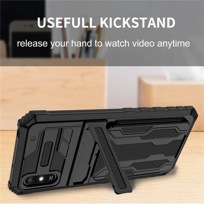 

Fashion Tough Armour Card Slot Kickstand Case For Xiaomi11 Lite Redmi 9 10 11T Note10 Note11 Shockproof Protect Bracket Cover