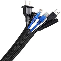 self closing wrap around cable split braided wire cable management sleeve cord protective self wrapping wire loom