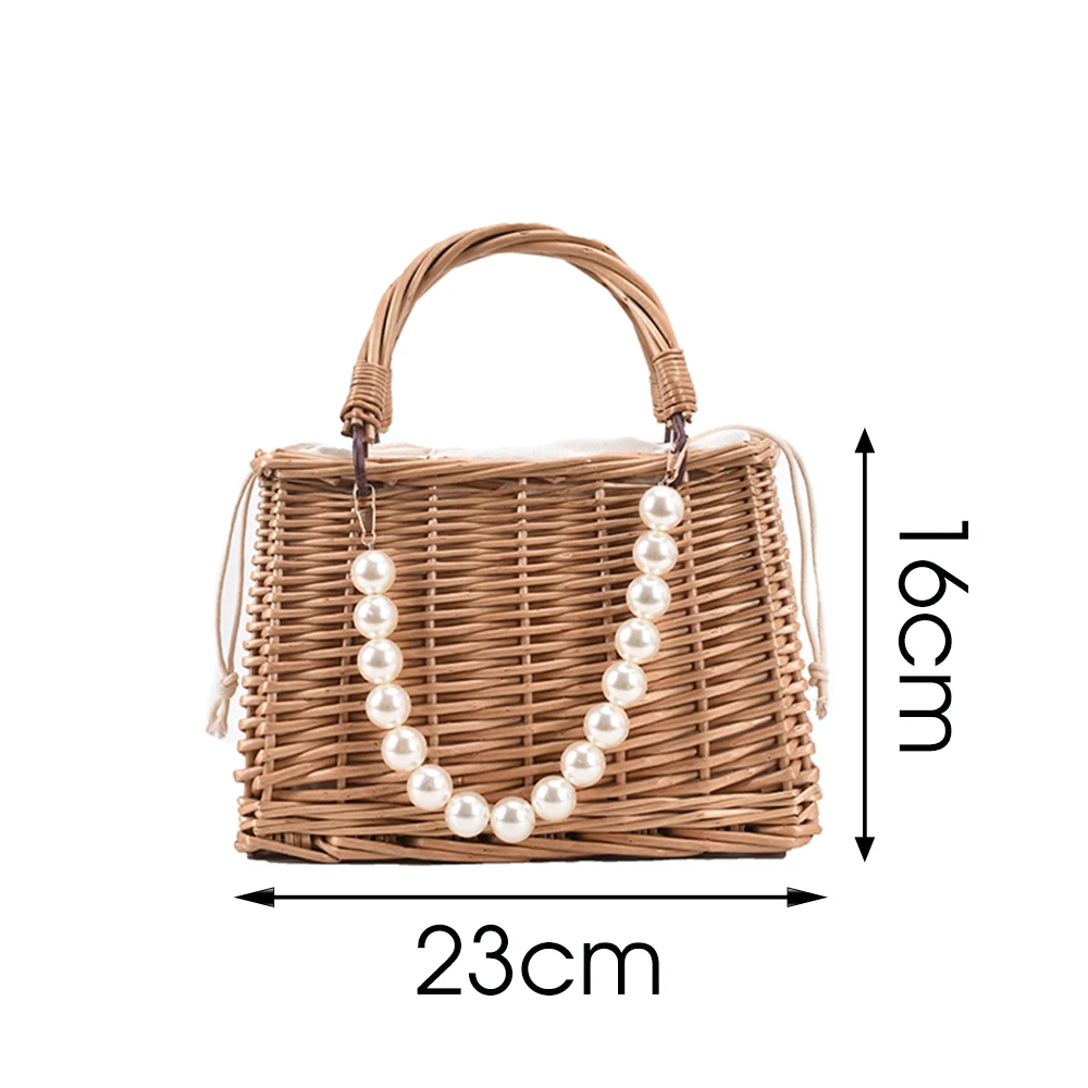 

Fashion Bow Straw Hand Woven Female Shoulder Bag Seaside Vacation Designer Handbag Famous Brand Korean Purses and Handbags