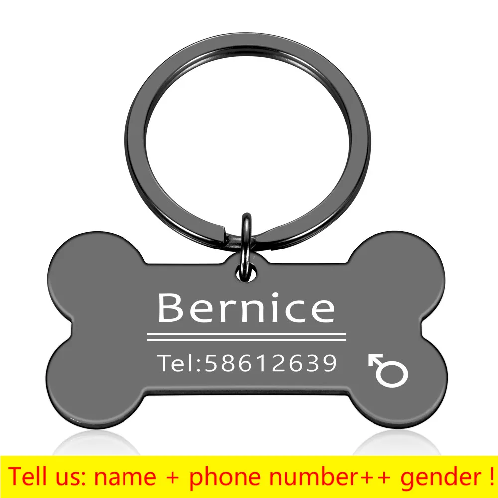 

Suministros Para Perros Personalized Collar Pet ID Tag Engraved Pet ID Name for Cat Puppy Dog Tag Pendant Keyring Bone
