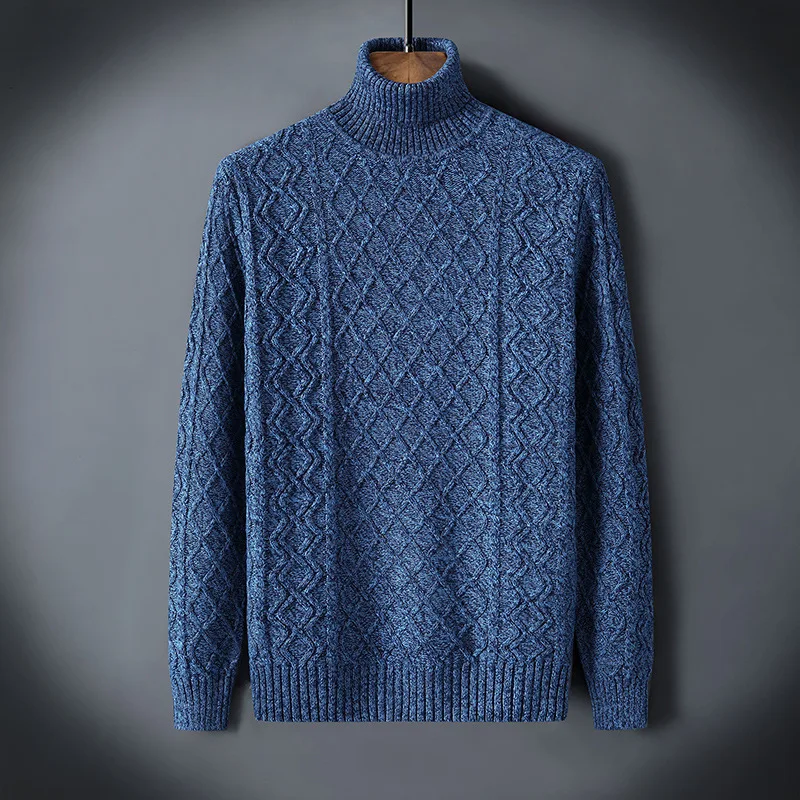 Осень зима 2021 однотонная красная водолазка шерстяной свитер мужской пуловер