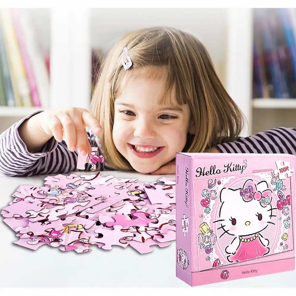 Hello Kitty 100 шт пазл для детей 4 8 Обучающие Развивающие Пазлы игрушки|Пазлы| |
