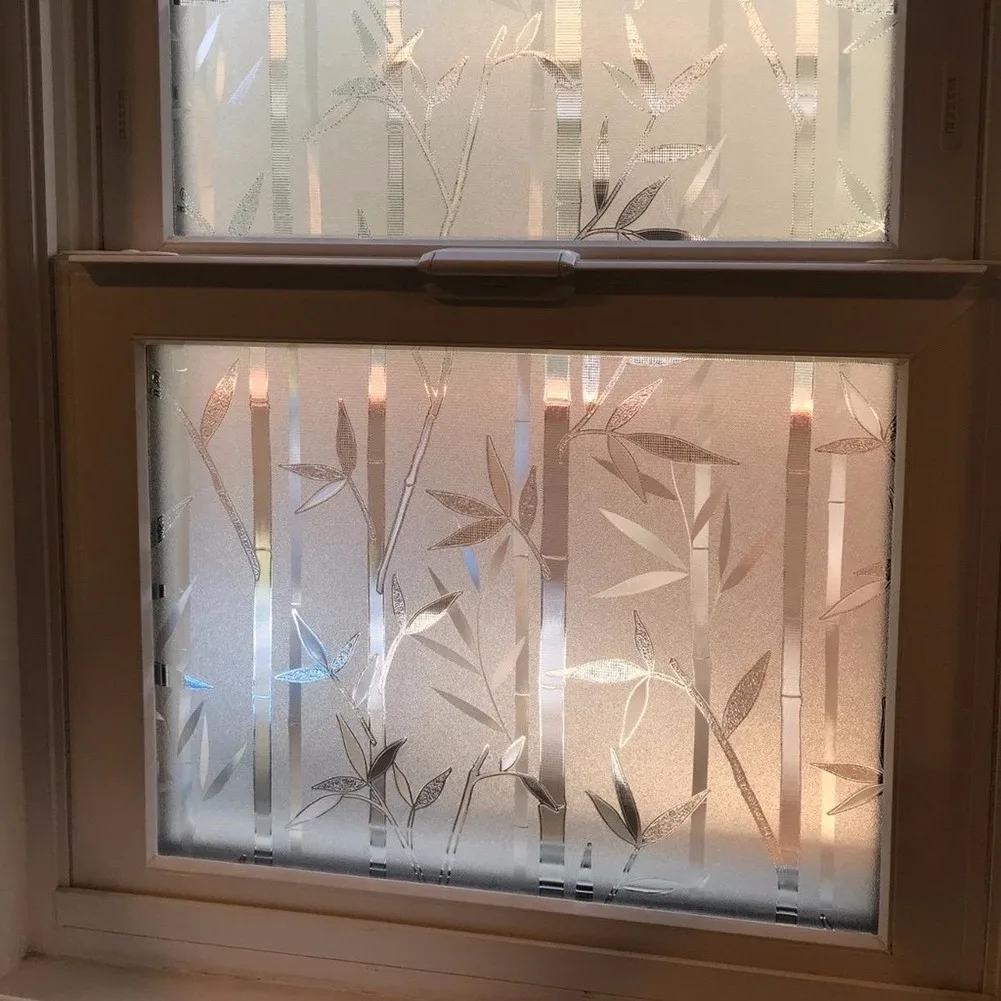 

45*100cm Film Sticker Privacy Bamboo Decorative Glass Film Removable Static UV-Proof Frosted Removable Window Sticker