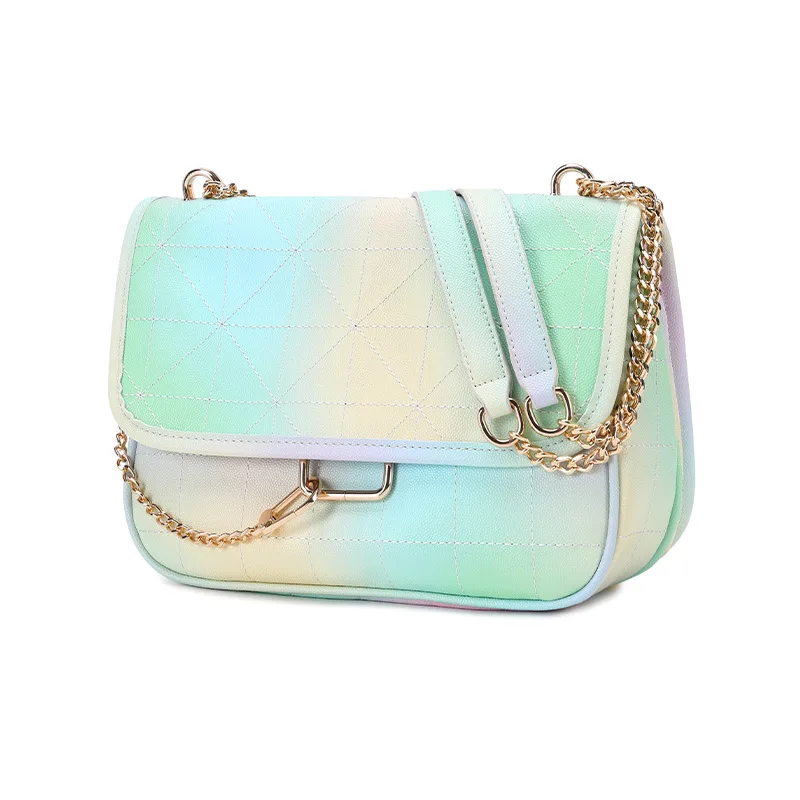

Brand fashion casual leather solid color rhombus black rock soft flap shoulder messenger bag chain bag luxury handbag la