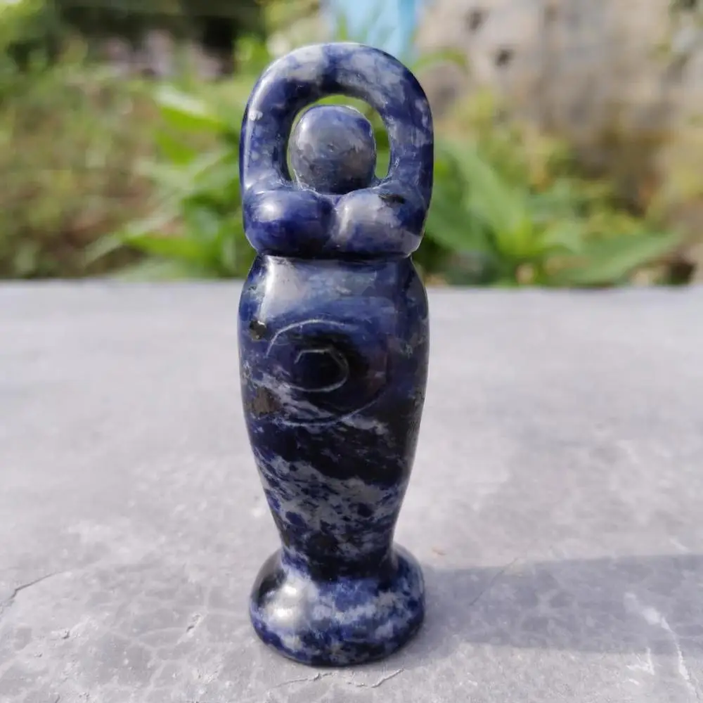 

Natural sodalite Goddess Figurine Hand Carved Quartz Crystal Reiki Healing Stone