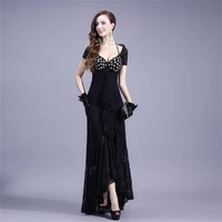 black lace rhinestone nightclub sexy chest open back dress women evening party princess dresses