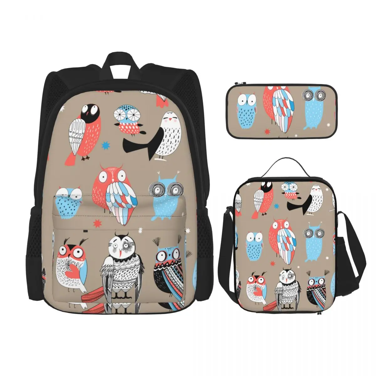

Exotic Owls School Bag Set for Teenagers Girls Boys Student Travel Book Bag Kids Mochila