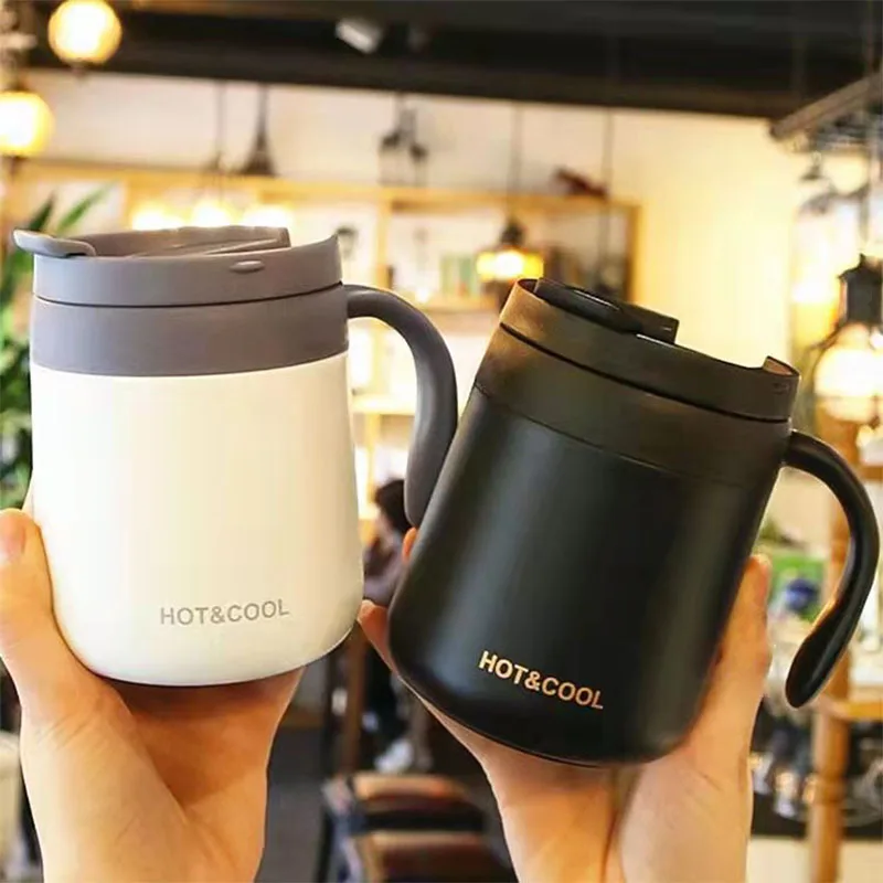 

Office Thermos Mug 304 Stainless Steel Male And Female Student Coffee Mug Couple Teacup Home With Handle